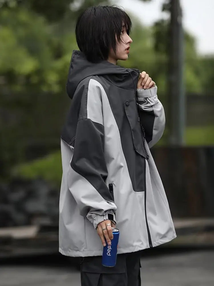 Harajuku Women's Overcoats - Chic Contrast Jackets