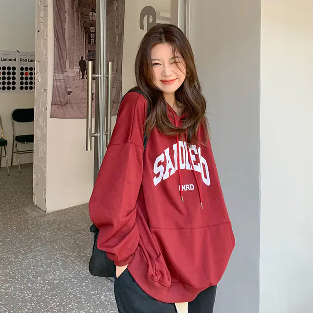 Jielur Autumn Contrast Color Slim Hoodies for Women