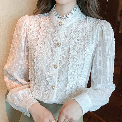 Elegant Lace Women's Shirt for Autumn Fashion