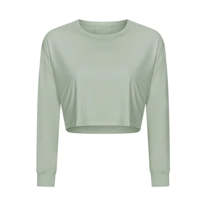 Loose Jacquard Yoga Clothes with Quick-Drying Long Sleeves