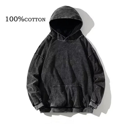 Customizable Retro Washed Cotton Oversized Hoodies
