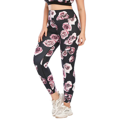 Plus Size Yoga Clothes Set with Sports Bra & Leggings