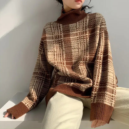 Thick Knit Turtleneck Sweater for Women - Vintage Style