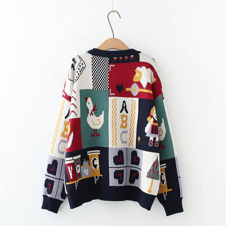 Japanese Style Duck Girl Knitted Sweater for Girls