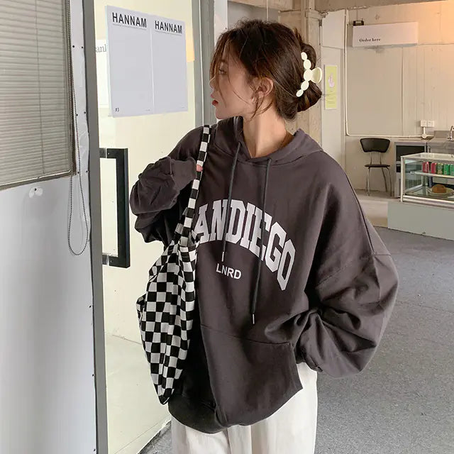 Jielur Autumn Contrast Color Slim Hoodies for Women