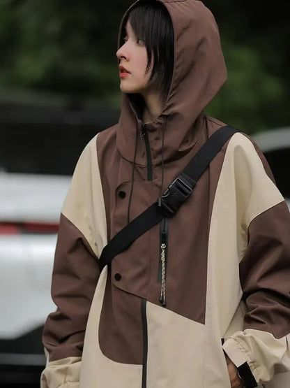Harajuku Women's Overcoats - Chic Contrast Jackets