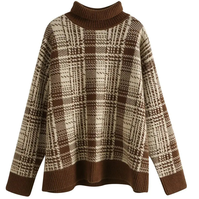 Thick Knit Turtleneck Sweater for Women - Vintage Style