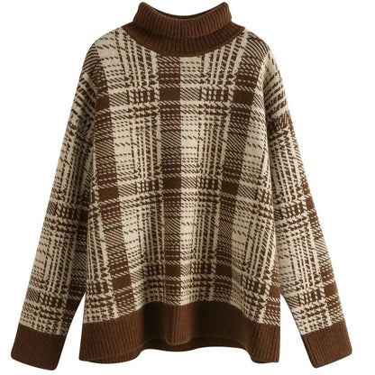 Thick Knit Turtleneck Sweater for Women - Vintage Style
