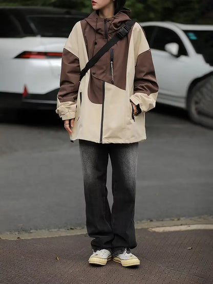 Harajuku Women's Overcoats - Chic Contrast Jackets