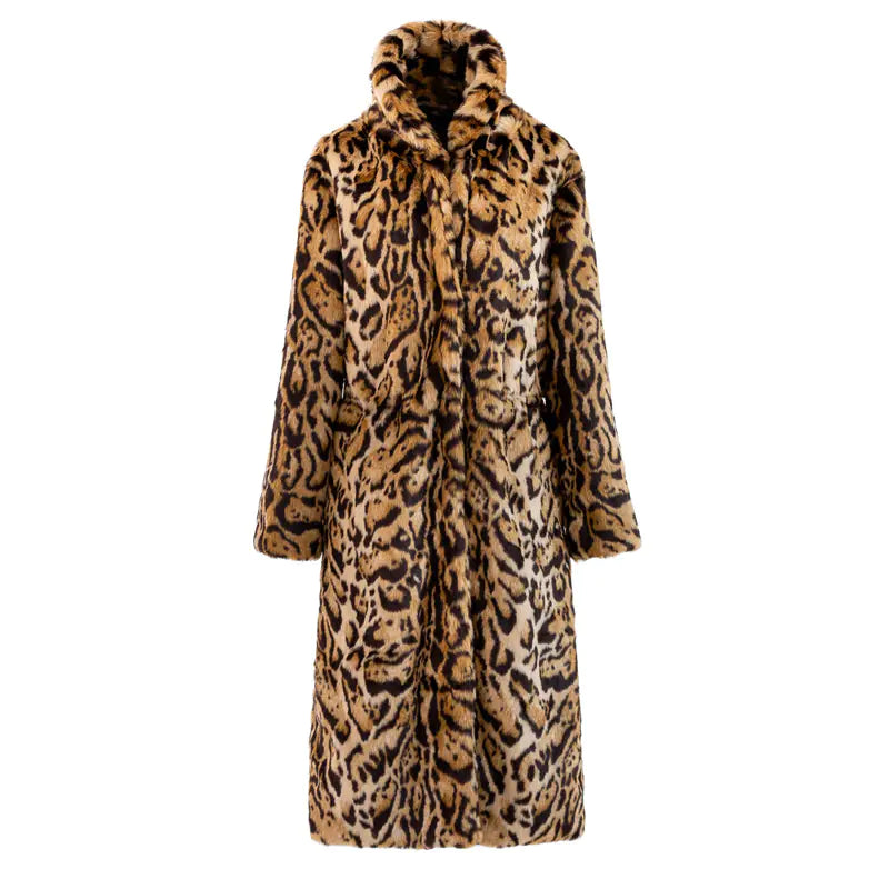 Plus Size Leopard Print Faux Mink Fleece Coat