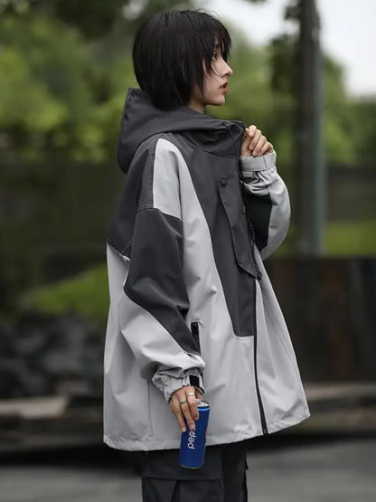 Harajuku Women's Overcoats - Chic Contrast Jackets