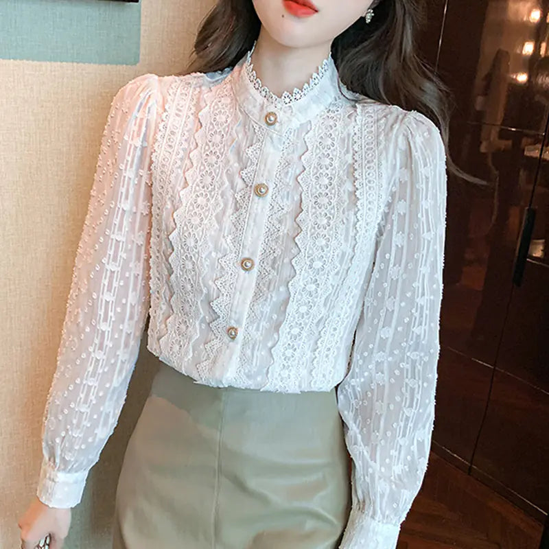 Elegant Lace Women's Shirt for Autumn Fashion