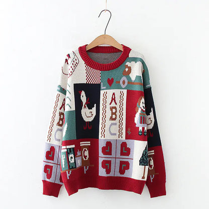 Japanese Style Duck Girl Knitted Sweater for Girls
